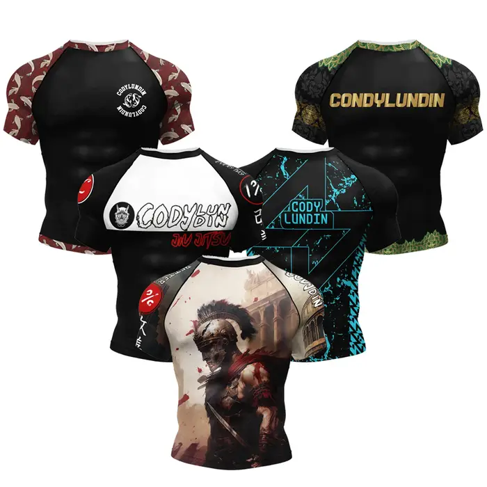 Conception populaire personnelle Sublimation à manches courtes noir No Gi BJJ Jiu Jitsu Rashguard co
