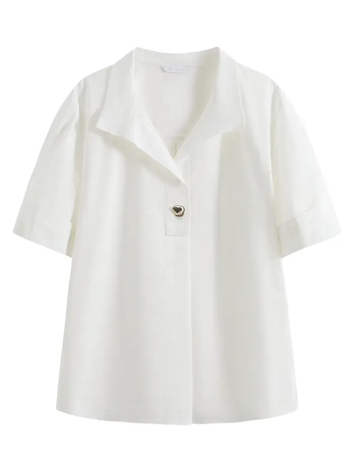 FSLE 2025 été blanc français à manches courtes chemise surdimensionné Design bureau à la rue lin mél