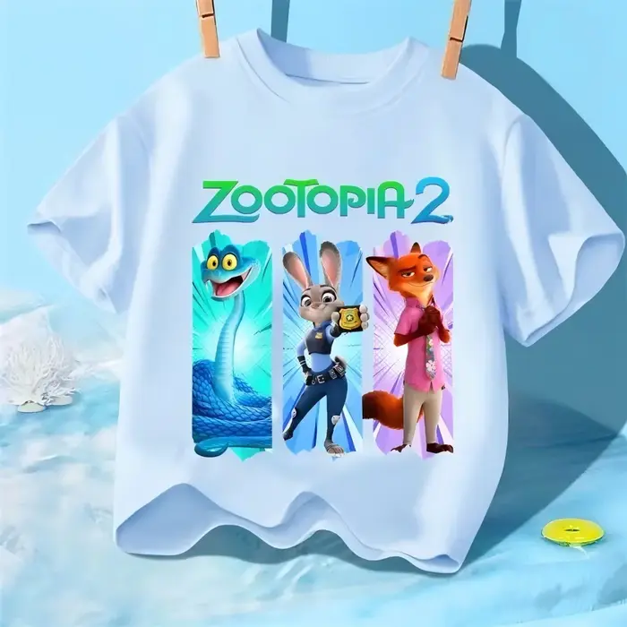 T-shirt pour enfants avec imprimé de dessin animé Zootopia