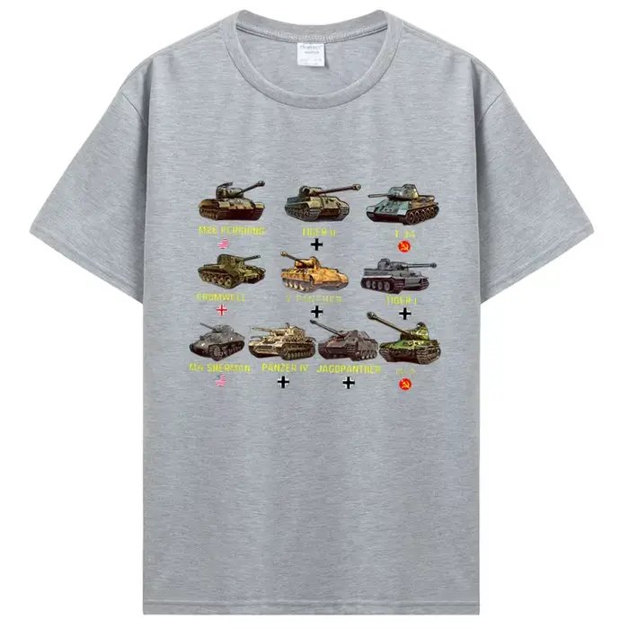 Nouveaux réservoirs M4 Sherman Panzer IV Tiger II T-34 T-Shirt hommes décontracté coton