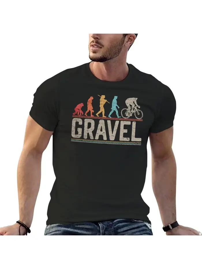 T-shirt graphique vintage pour homme, motif « Evolution of Man » pour les amateurs de vélo, idéal po