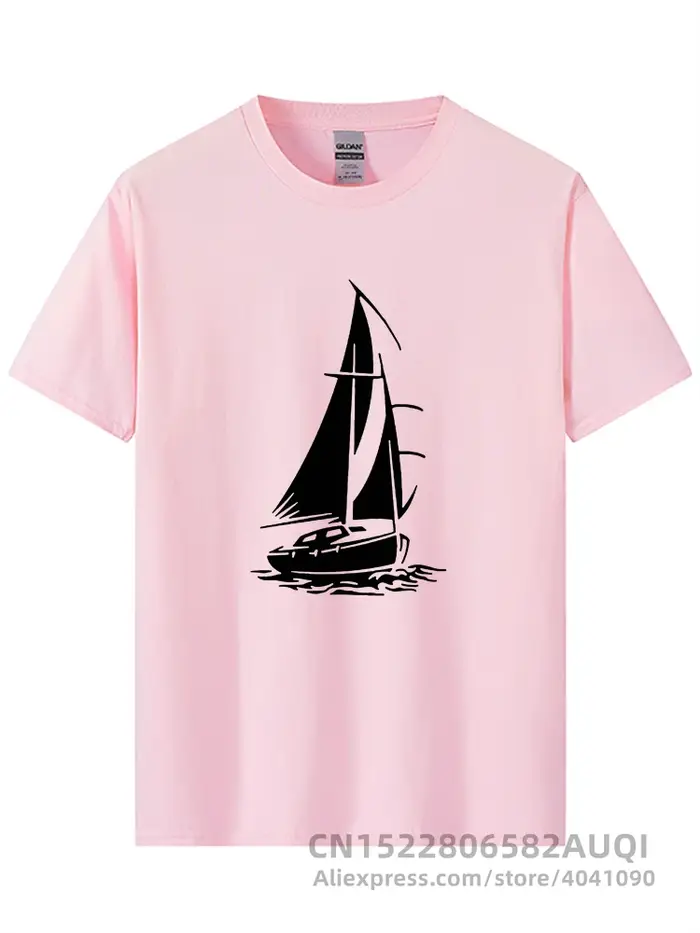 T-shirt homme drôle Yacht bateau bateau mer océan vagues décontracté ample beau raglan manches court