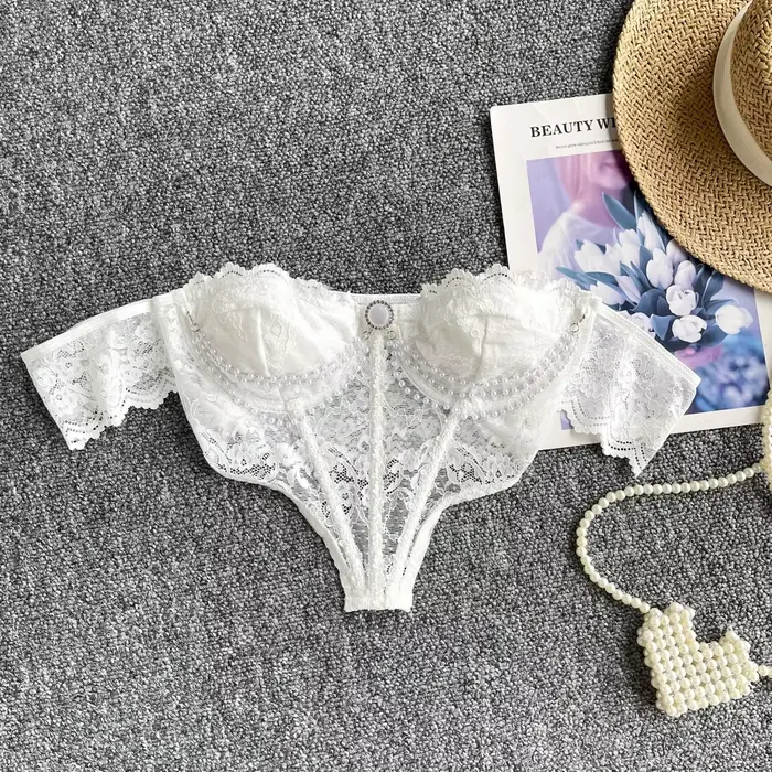 Chic rétro dentelle perles glands asymétrique Camis mode française débardeur mince haut court Sexy f