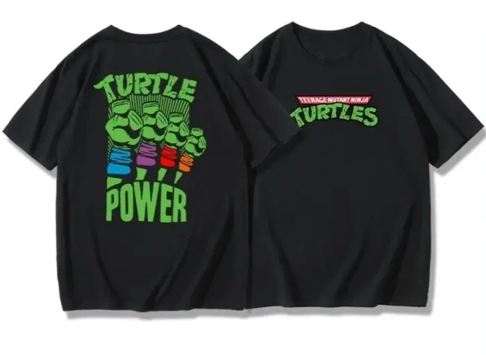 T-shirt Homme Col Rond en Coton Pur Motif Tortue Ninja Anime Dessin