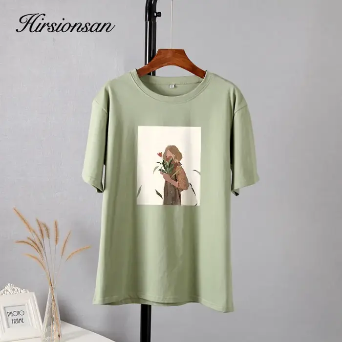 Hirsionsan – t-shirt en coton imprimé graphique Harajuku pour femme, haut coréen doux et ample, esth
