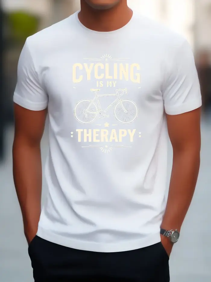 T-shirt pour hommes « Le cyclisme est ma thérapie » avec imprimé vélo