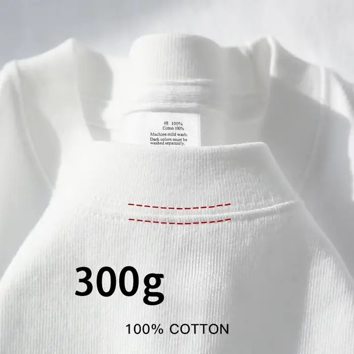 300g coton t-shirts hommes à manches courtes poids lourd été col rond ample respirant chemise pour h
