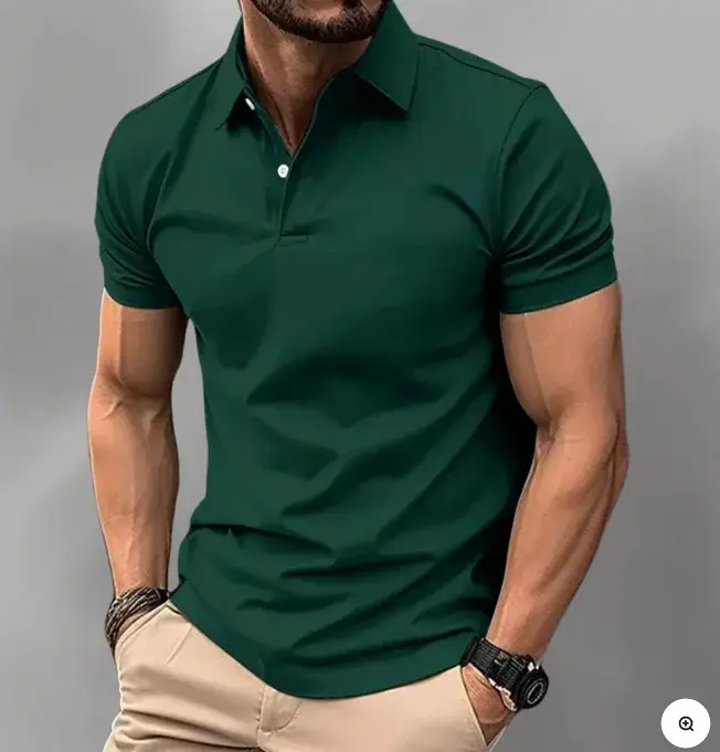 Été nouvelle chemise POLO couleur unie décontracté hommes boutonné revers manches courtes