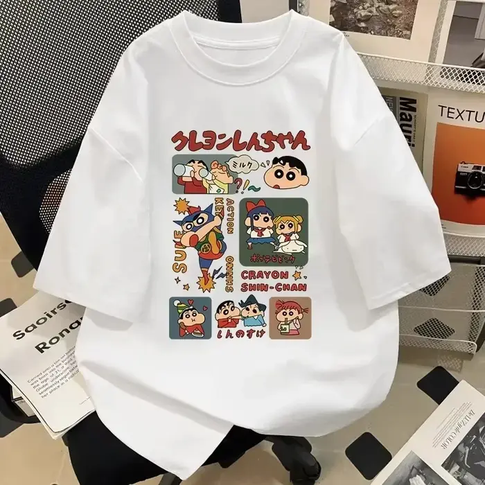 2025 Style japonais été Crayon Shin Chan personnage de dessin animé T-shirt Harajuku mode coton lois