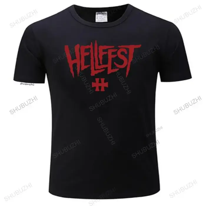 Nouvelle mode T-shirt hommes Hellfest Heavy Metal Festival de musique Logo coton marque été