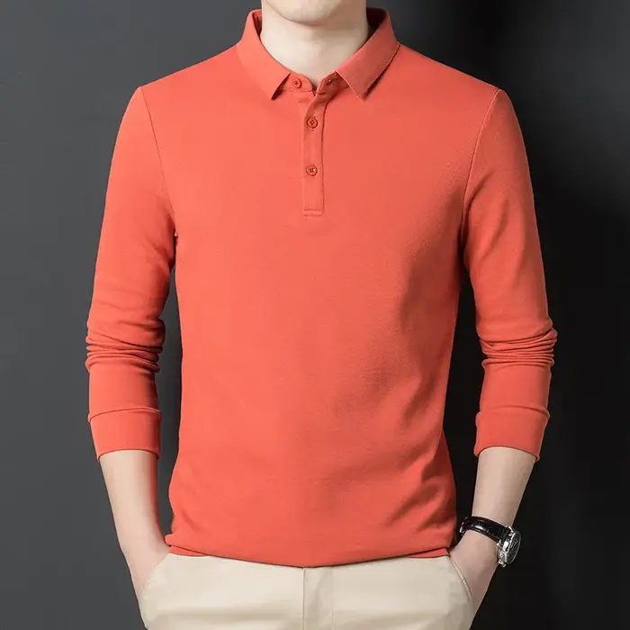 Polo décontracté à manches longues pour homme