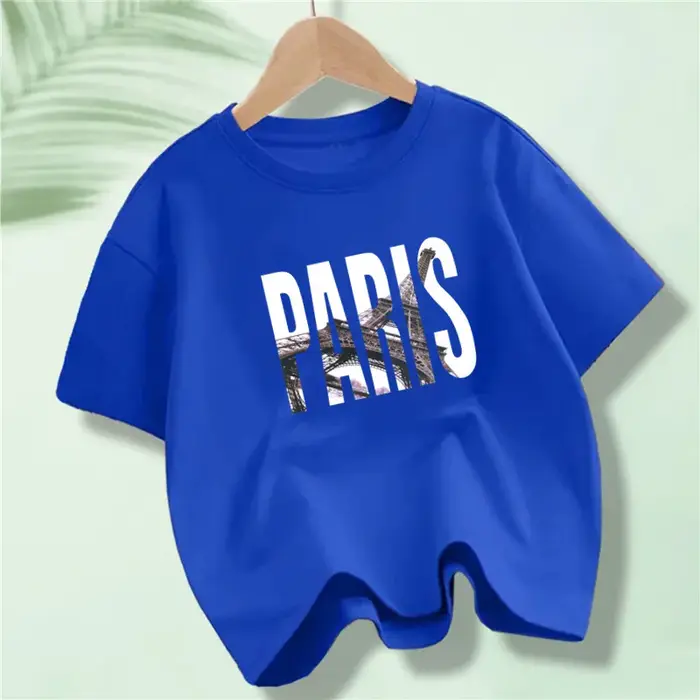 T-Shirt en Coton à Manches Courtes pour Enfant Garçon et Fille