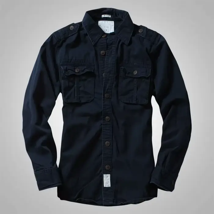American Heavy Retro Men's Long Sleeved Camouflage Shirt Outdoor Cargo Casual Multi Pocket Work Shir