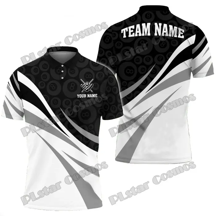 PLstar Cosmos billard camouflage crâne nom personnalisé 3D imprimé hommes Polo été unisexe décontracté