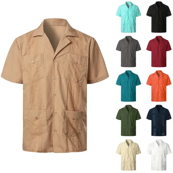 Mode homme Guayabera traditionnel mexicain Cuba chemises de plage printemps et été loisirs bouton Style arabe