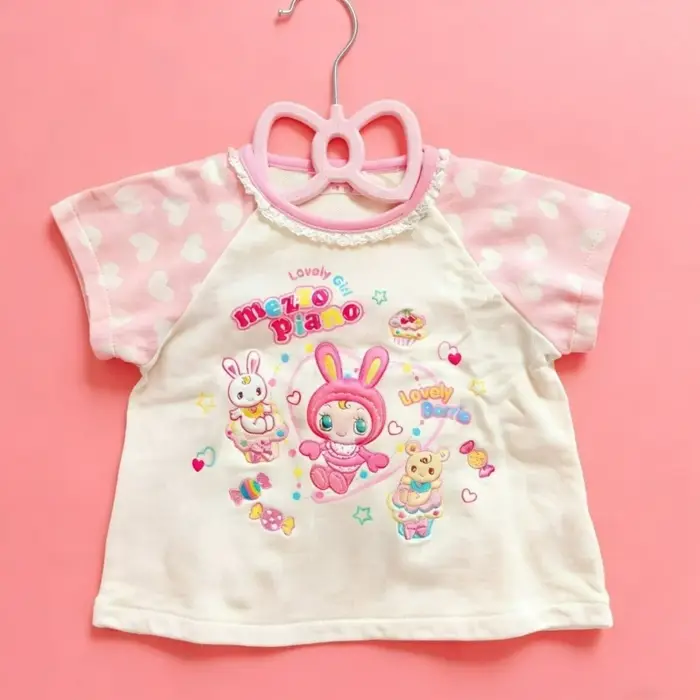 T-shirt ample et décontracté pour femmes, imprimé lapin de dessin animé Kawaii, couleur contrastée, 