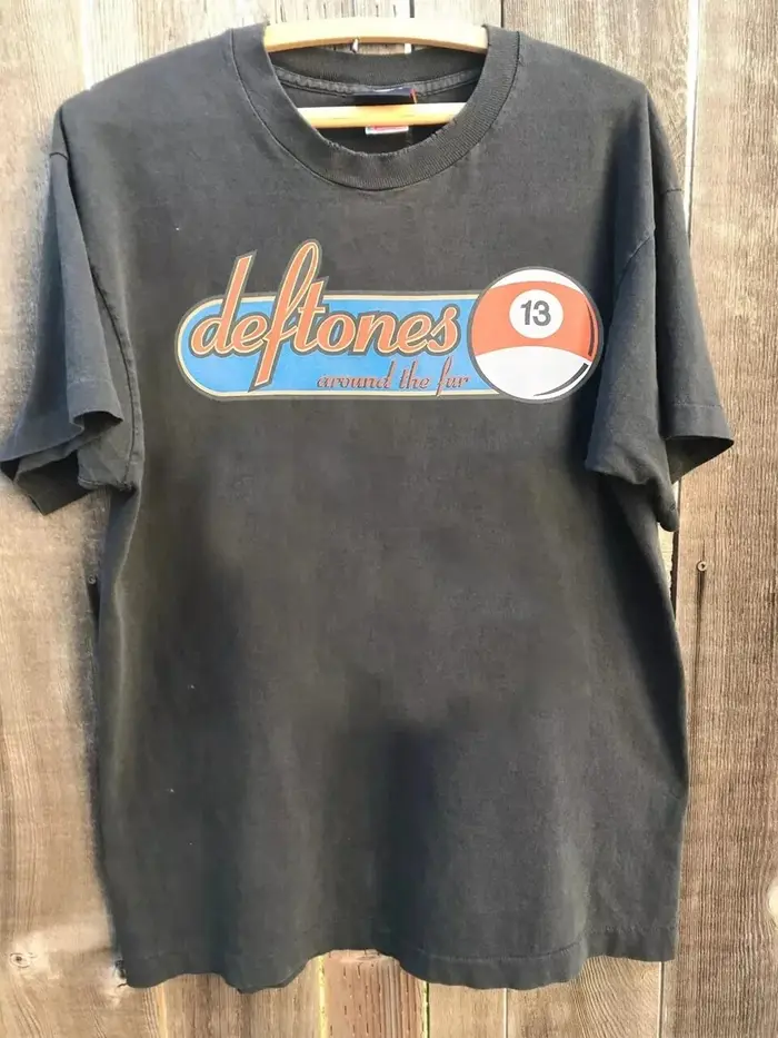 T-shirt unisexe en coton de style basique, reprise graphique, Deftones US 1998 Tour, charbon de bois