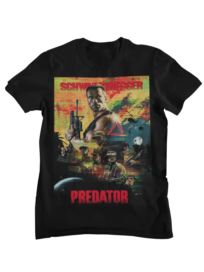 T-shirt imprimé rétro du film Predator pour hommes et femmes