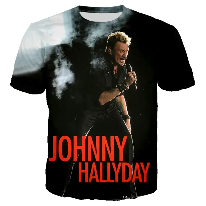 T-shirt de chanteur de Rock Johnny Hallyday T-shirts imprimés en 3D pour hommes et femmes