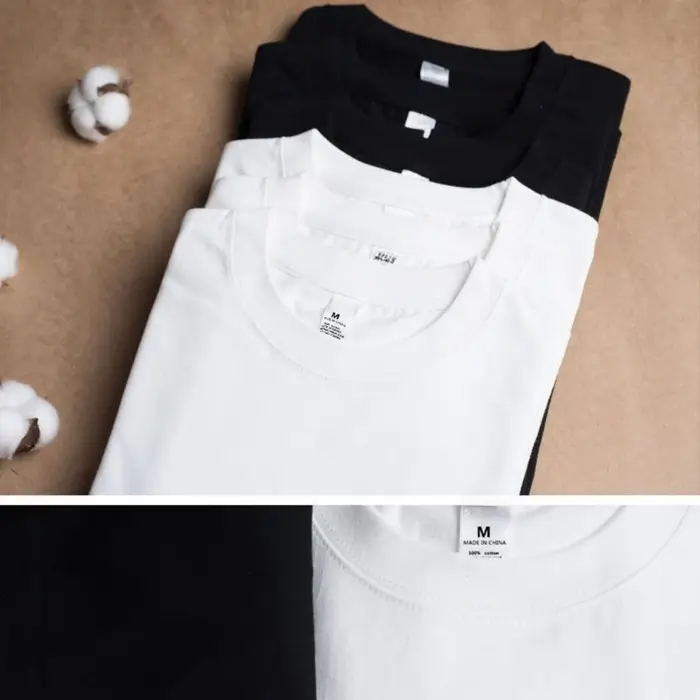 2 pièces 100% coton solide t-shirts hommes et femmes à manches courtes blanc