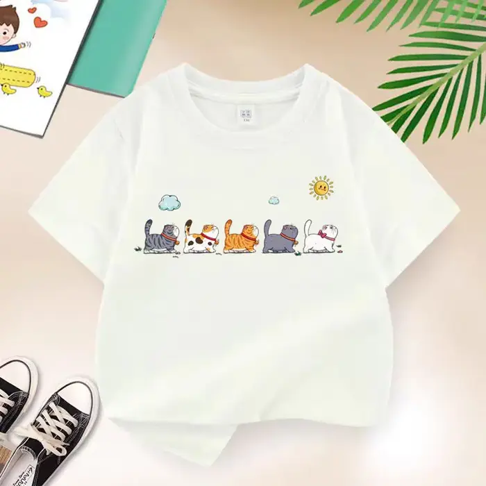 T-shirt en coton de la famille des chats pour garçons