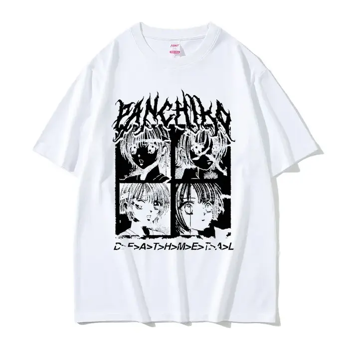 Panchiko DEATHMETAL Album graphique imprimé T-shirt hommes femmes Hip Hop surdimensionné