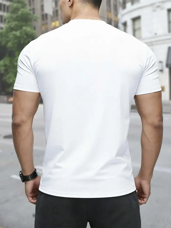 1 pièce T-shirt homme été 2026 à manches courtes en polyester