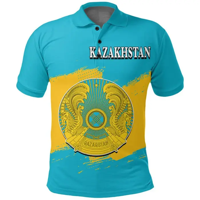 Polo imprimé 3D de la République du Kazakhstan pour hommes