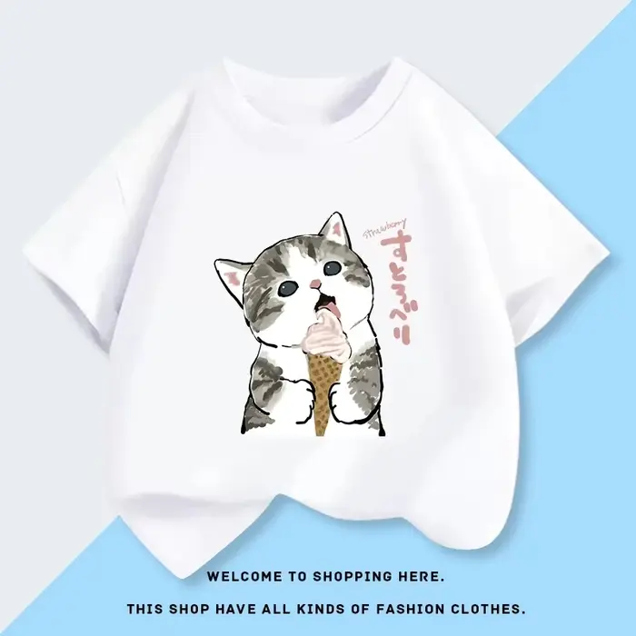 Nouveau T-shirt à manches courtes Mofusand pour fille, haut en pur coton pour bébé, nouvelle collection été, chemise de base pour enfants 2026