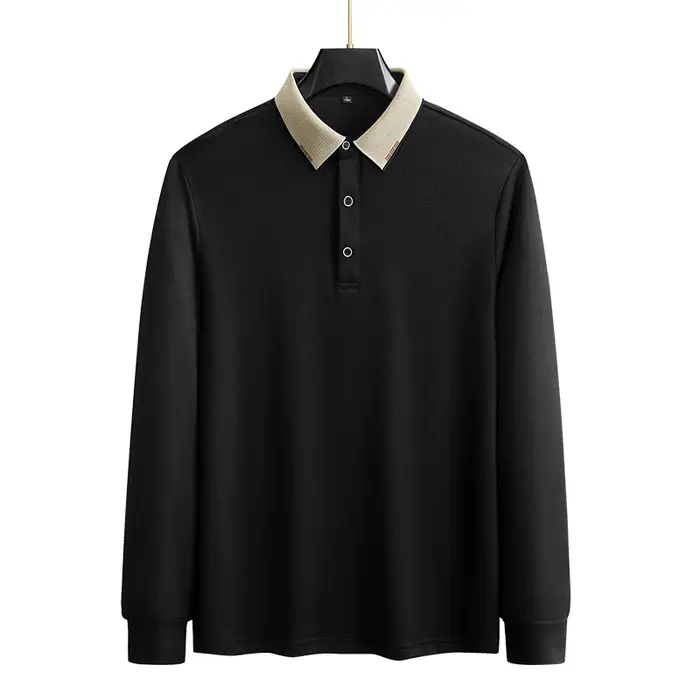 Grande taille 7XL 8XL 9XL automne à manches longues affaires Polo hommes respirant décontracté gymnase Jogging Golf rand