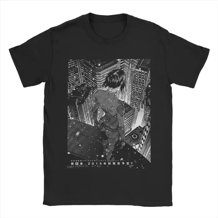 T-Shirt drôle Ghost in the Shell pour hommes, col ras du cou, en coton, à manches courtes, vêtements