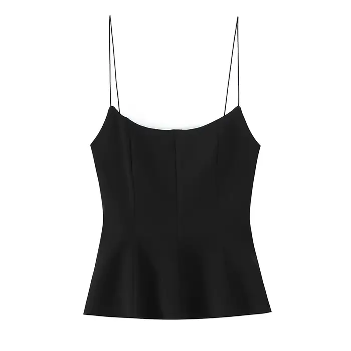 Willshela femmes mode solide plissé dos nu côté fermeture éclair hauts Vintage fines bretelles col c
