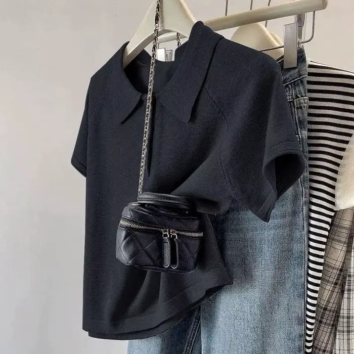 Pulls à manches courtes en tricot pour femmes