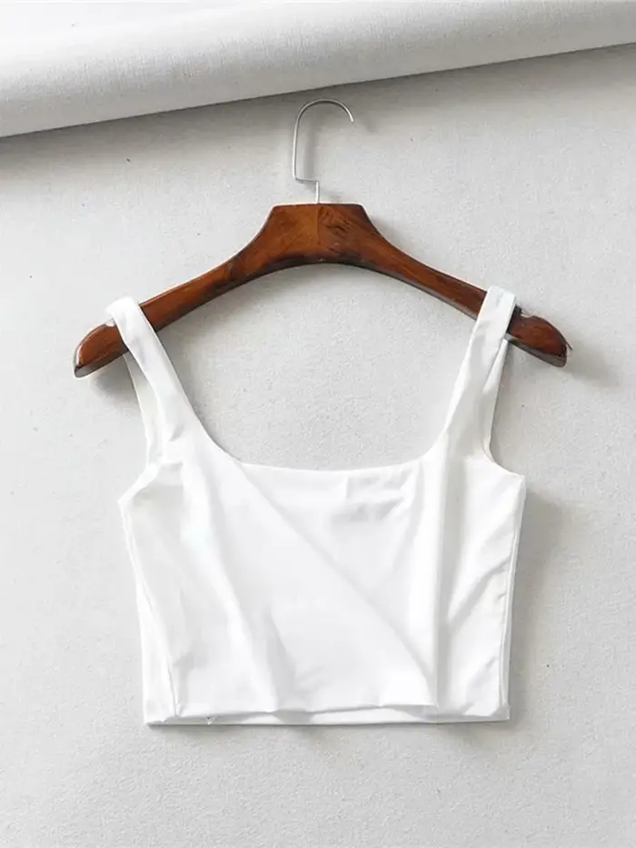 Offre spéciale 2025 été femmes Sexy hauts sans manche mode court col carré débardeurs 4 couleurs