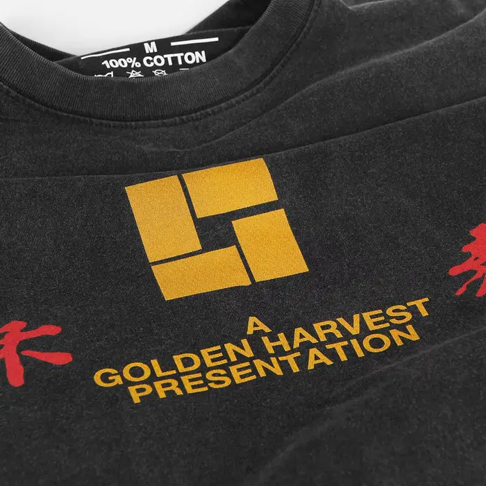 T-shirt Golden Harvest Shaw Brothers HK Chinese Film Moive en coton noir lavé pour hommes