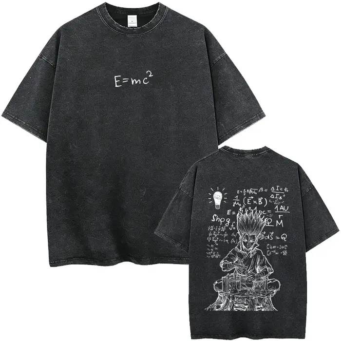 T-shirt Anime Dr. Stone Vintage Lavé Manga Senku Ishigami T-shirt Graphique Homme Femme Vêtements Mo