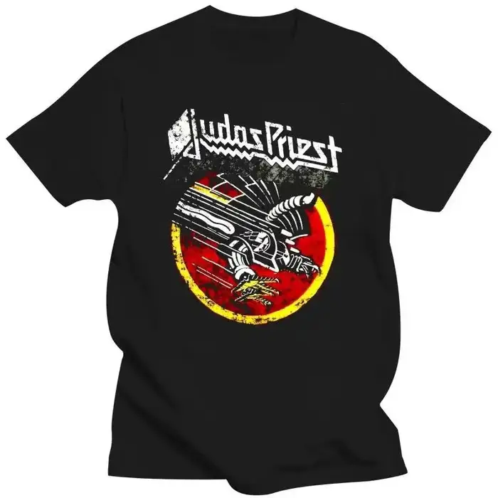 Judas Priest T-Shirt Cool noir imprimé graphique rétro Vintage groupe t-shirts pour hommes 80023
