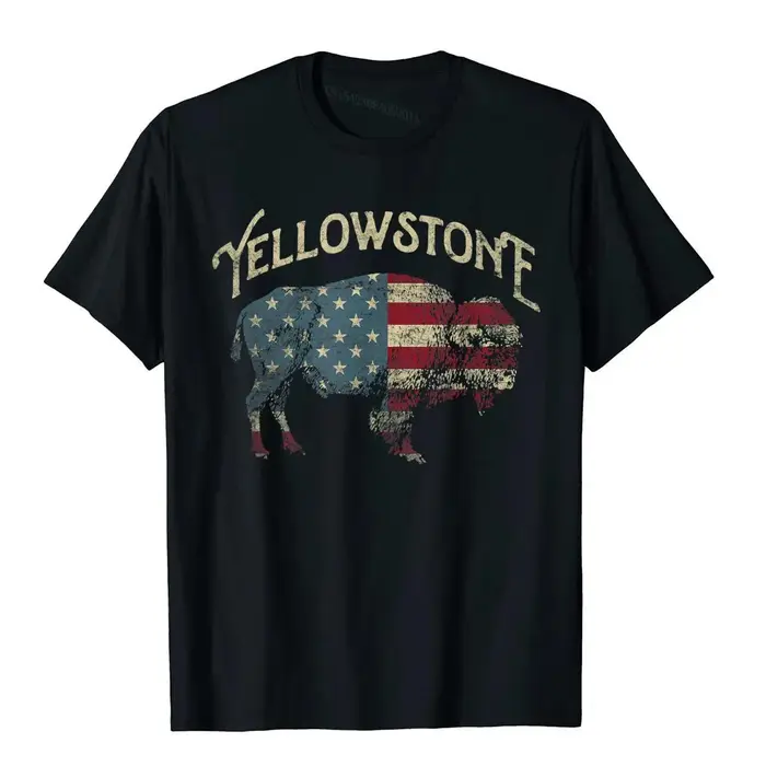 Vintage parc national de Yellowstone rétro T-Shirt Style chinois coton hommes hauts chemise à la mode populaire