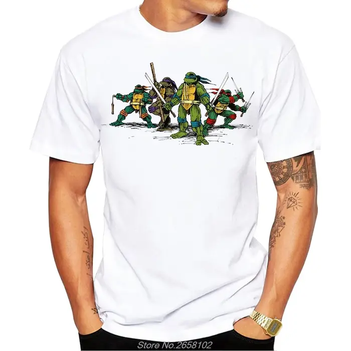 T-shirt à Manches Courtes pour Homme, Streetwear, Décontracté, avec Dessin Animé Ninja, à la Mode, C