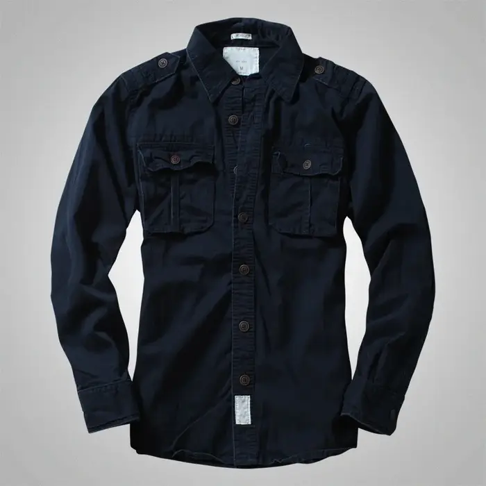 American Heavy Retro Men's Long Sleeved Camouflage Shirt Outdoor Cargo Casual Multi Pocket Work
