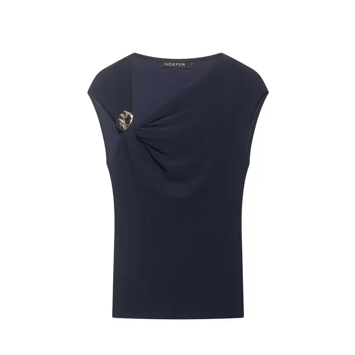 BSAY T-shirt blanc asymétrique pour femme, nouvelle collection été, streetwear, avec boucle métallique, coupe ajustée, chic, hauts pour femmes