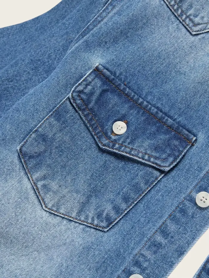 Chemise en jean vintage à manches courtes pour homme