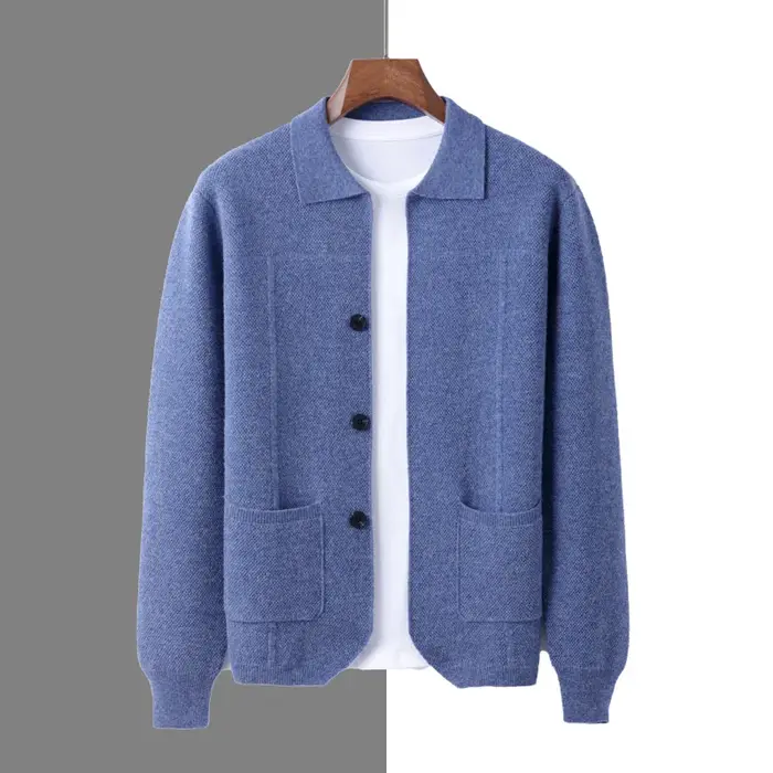 Cardigan Triblockchain en Laine Mérinos pour Homme