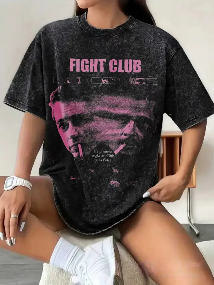 T-shirt imprimé pour homme avec motif du film Fight Club
