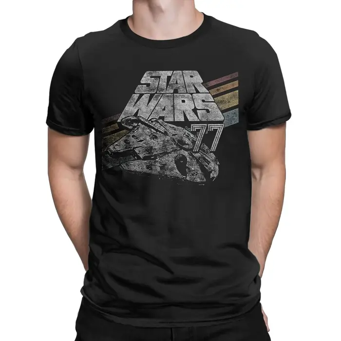 Étoiles T-Shirts hommes Millennium Falcon 77 mode pur coton t-shirt col rond manches courtes