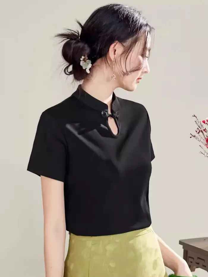 Nouveau T-shirt de style chinois pour femmes Été