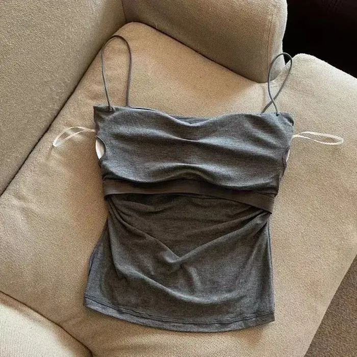 Débardeurs femmes avec soutien-gorge intégré Spaghetti sangle réservoirs pour femme couleur unie décontracté été Camis