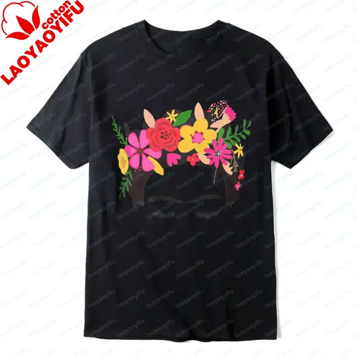 T-shirt graphique Frida Kahlo avec couronne florale pour femme