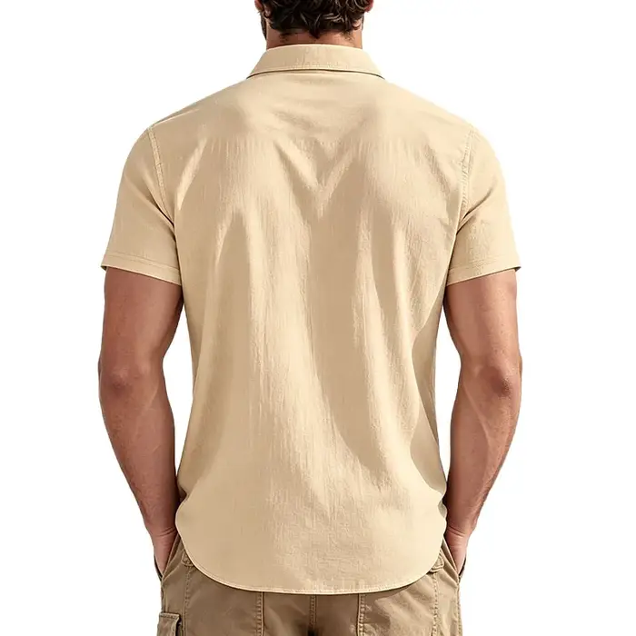 Chemise à manches courtes en lin mélangé pour homme