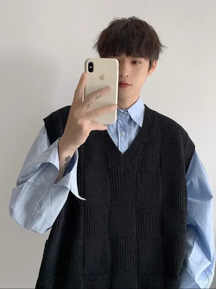 Chandails tricotés sans manches pour hommes